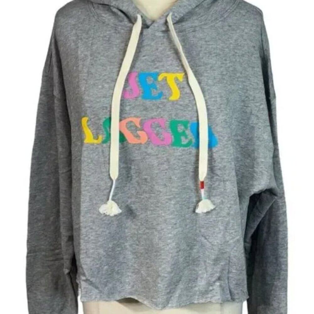 Wildfox Light Gray Hoodie with Colorful 'Jet Lagged' Print